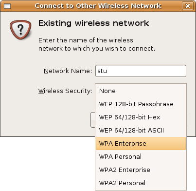 Wireless parameters screenshot