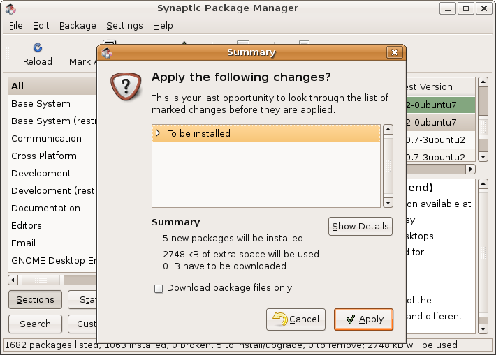 Pending changes screenshot