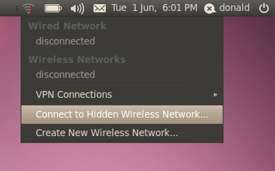 connect to hidden... menu
