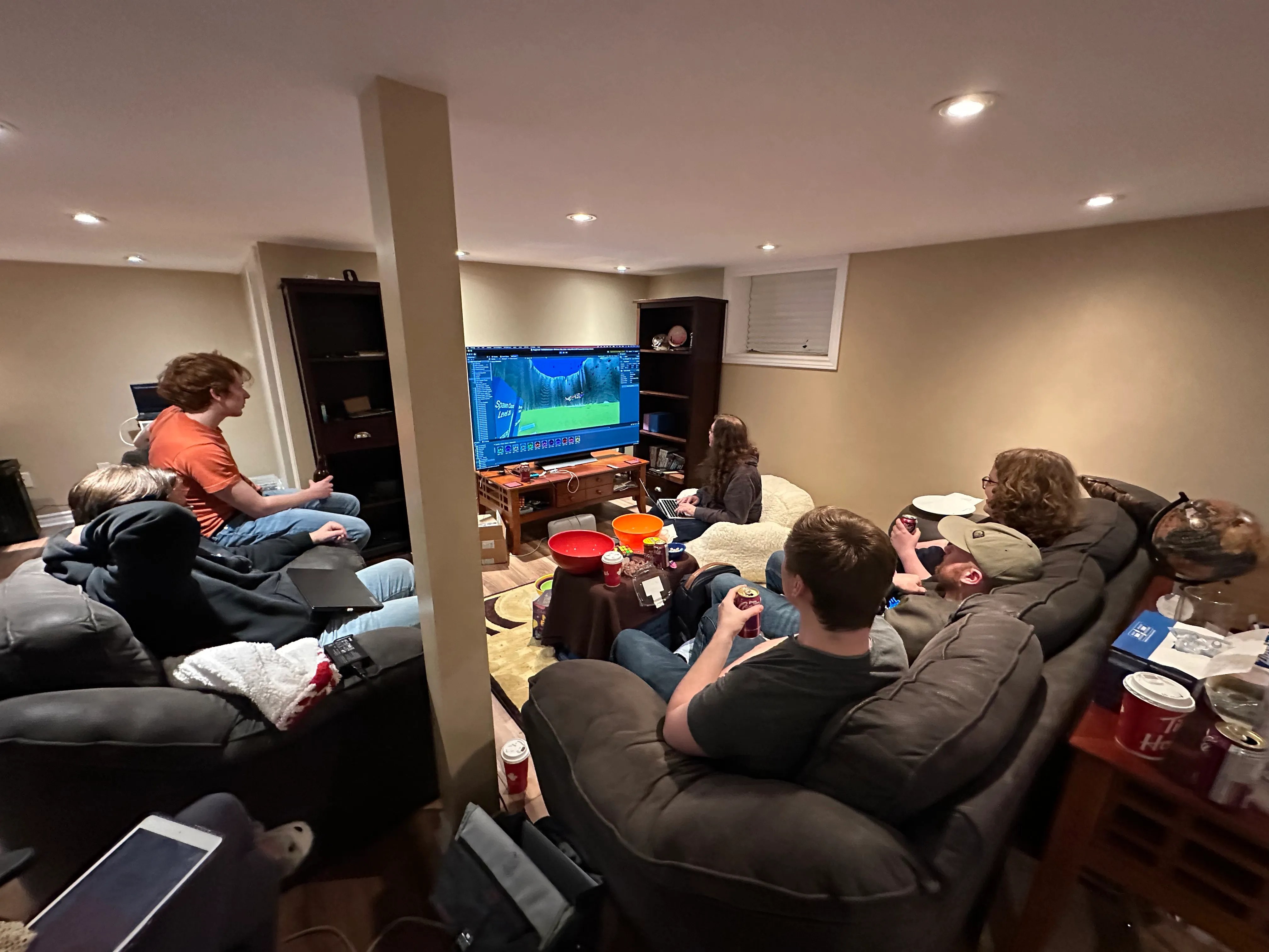 Riley showing off his game to the others